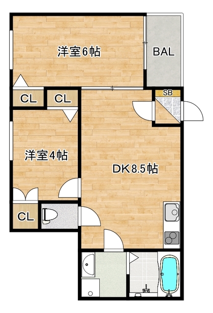 【大阪市東住吉区鷹合のマンションの間取り】