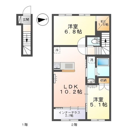 名古屋市名東区大針のアパートの間取り