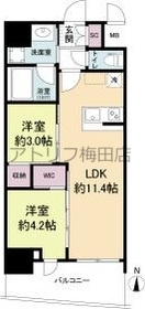 大阪市北区西天満のマンションの間取り