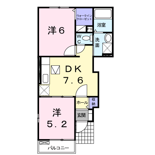 岡山市東区瀬戸町万富のアパートの間取り