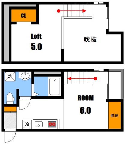 広島市安佐南区上安のアパートの間取り