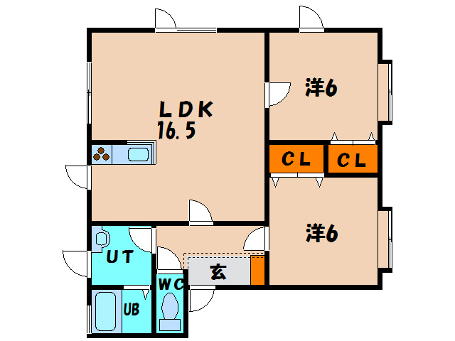 北斗市東浜のアパートの間取り