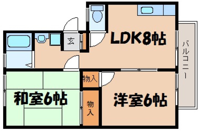 広島市安芸区上瀬野のアパートの間取り