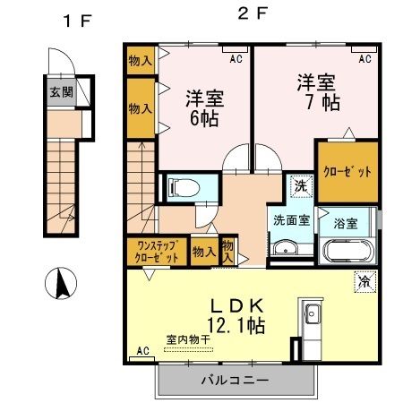 豊橋市下地町のアパートの間取り