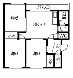 室蘭市沢町のアパートの間取り