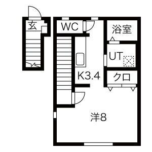 ワンリッチ上野町Bの間取り