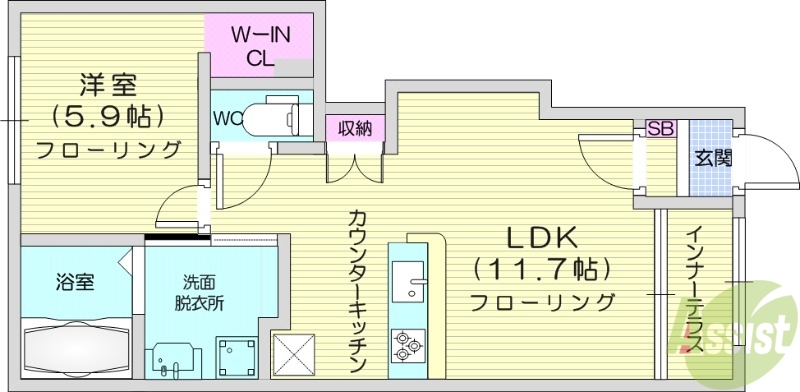 青山2丁目アパートB棟新築工事の間取り