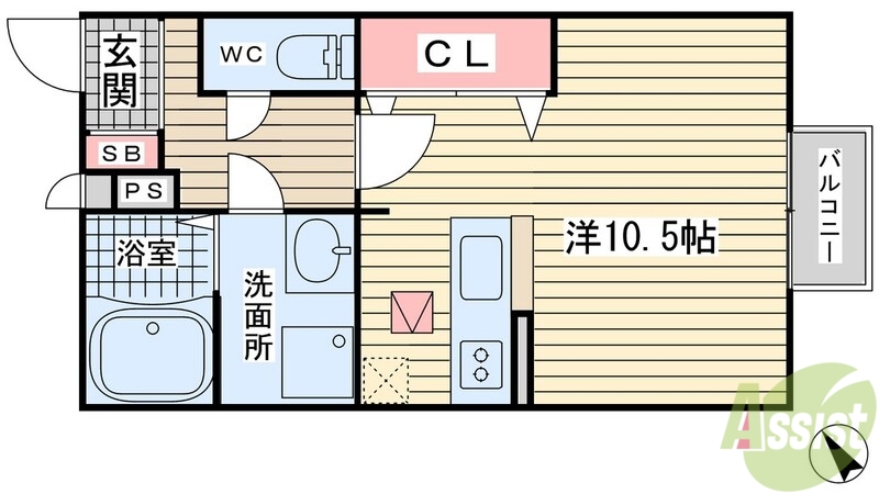 【神戸市垂水区星が丘のアパートの間取り】