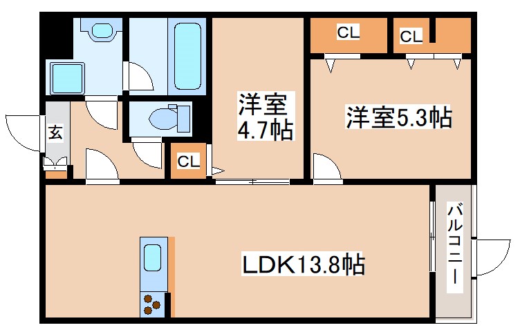 明石市大久保町大窪のアパートの間取り