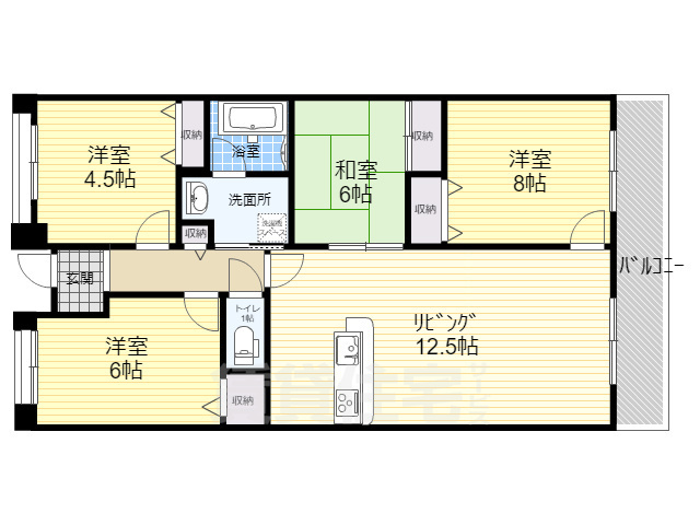 京都市伏見区桃山町大島のマンションの間取り