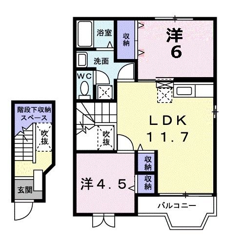 小城市三日月町久米のアパートの間取り