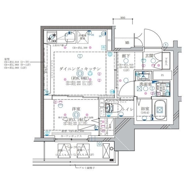 名古屋市中区千代田のマンションの間取り