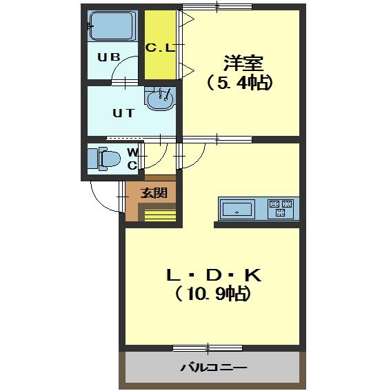 函館市宝来町のアパートの間取り