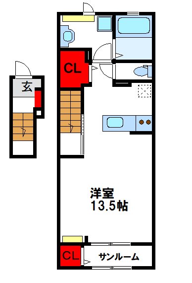 福津市福間南のアパートの間取り