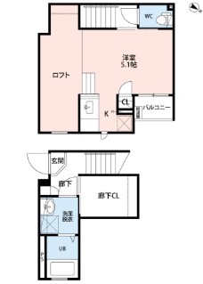 上尾市大字原市のアパートの間取り