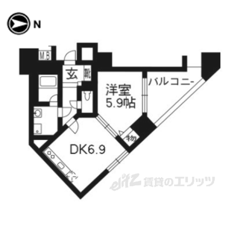 京都市右京区西院上今田町のマンションの間取り