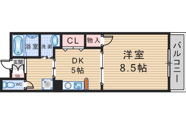 豊中市待兼山町のマンションの間取り