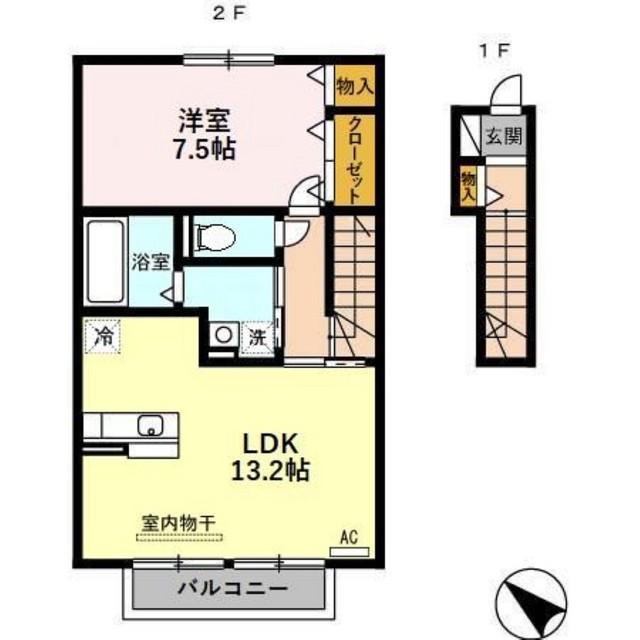 名鉄羽島線 新羽島駅 徒歩11分 2階建 築18年の間取り写真