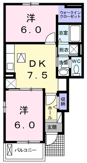 廿日市市大野のアパートの間取り