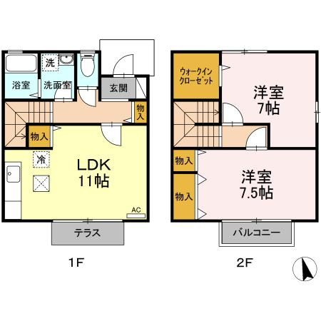 福島市岡部のアパートの間取り