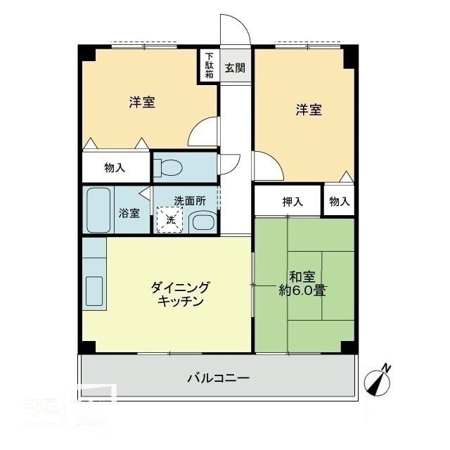 丸亀市津森町のアパートの間取り