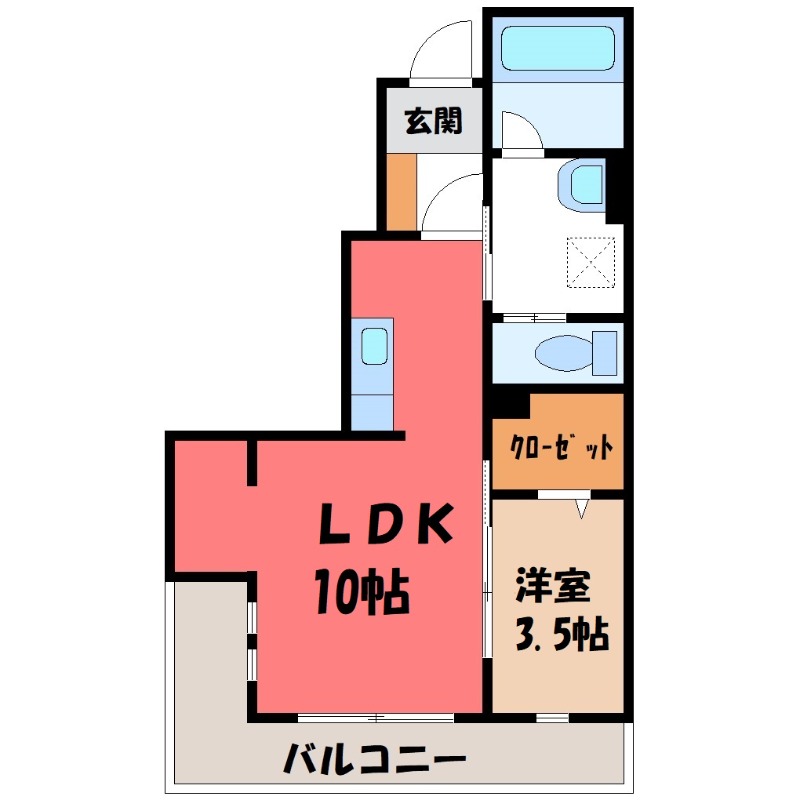 小山市駅東通りのアパートの間取り