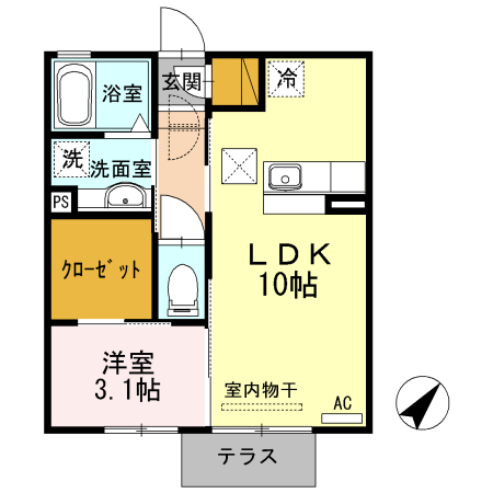 レセンテいなりの間取り