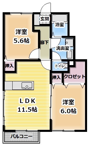 フィオーレ彩A棟の間取り