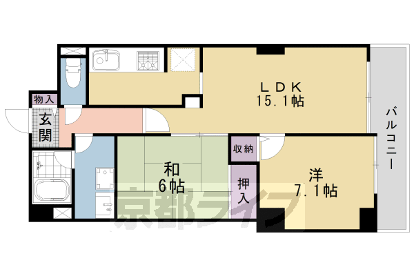 京都市南区吉祥院九条町のマンションの間取り