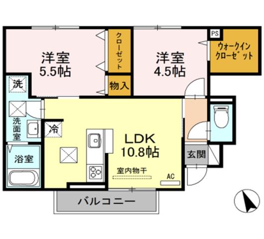 【姫路市大津区平松のアパートの間取り】