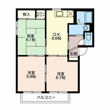 佐久市御馬寄のアパートの間取り