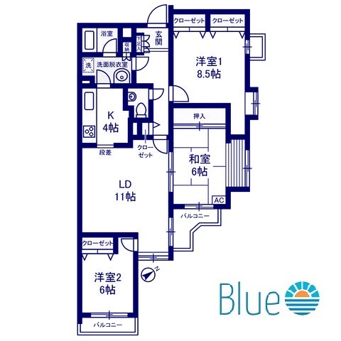 鎌倉市笛田のマンションの間取り