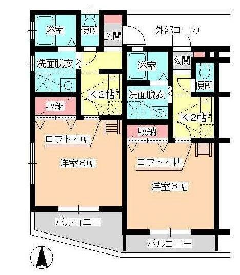 姫路市大津区西土井のマンションの間取り