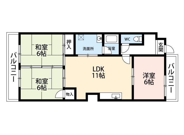 北九州市門司区柳町のマンションの間取り