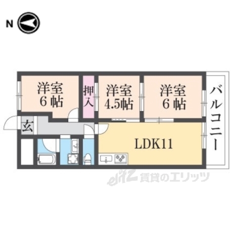 長浜市公園町のマンションの間取り