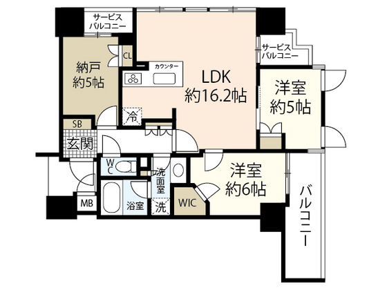 【広島市中区上幟町のマンションの間取り】