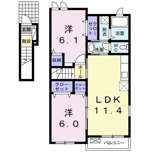 朝倉市馬田のアパートの間取り