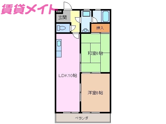 鈴鹿市長太旭町のアパートの間取り