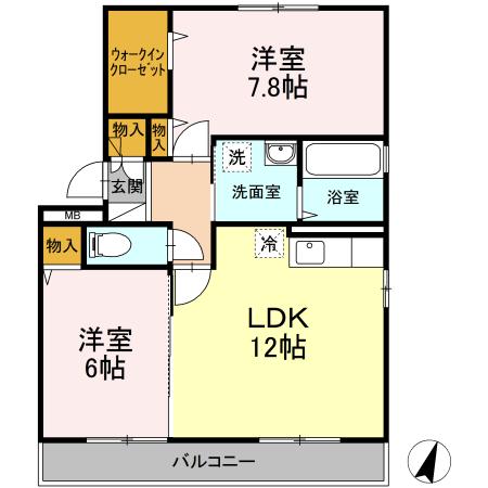 倉敷市沖新町のアパートの間取り