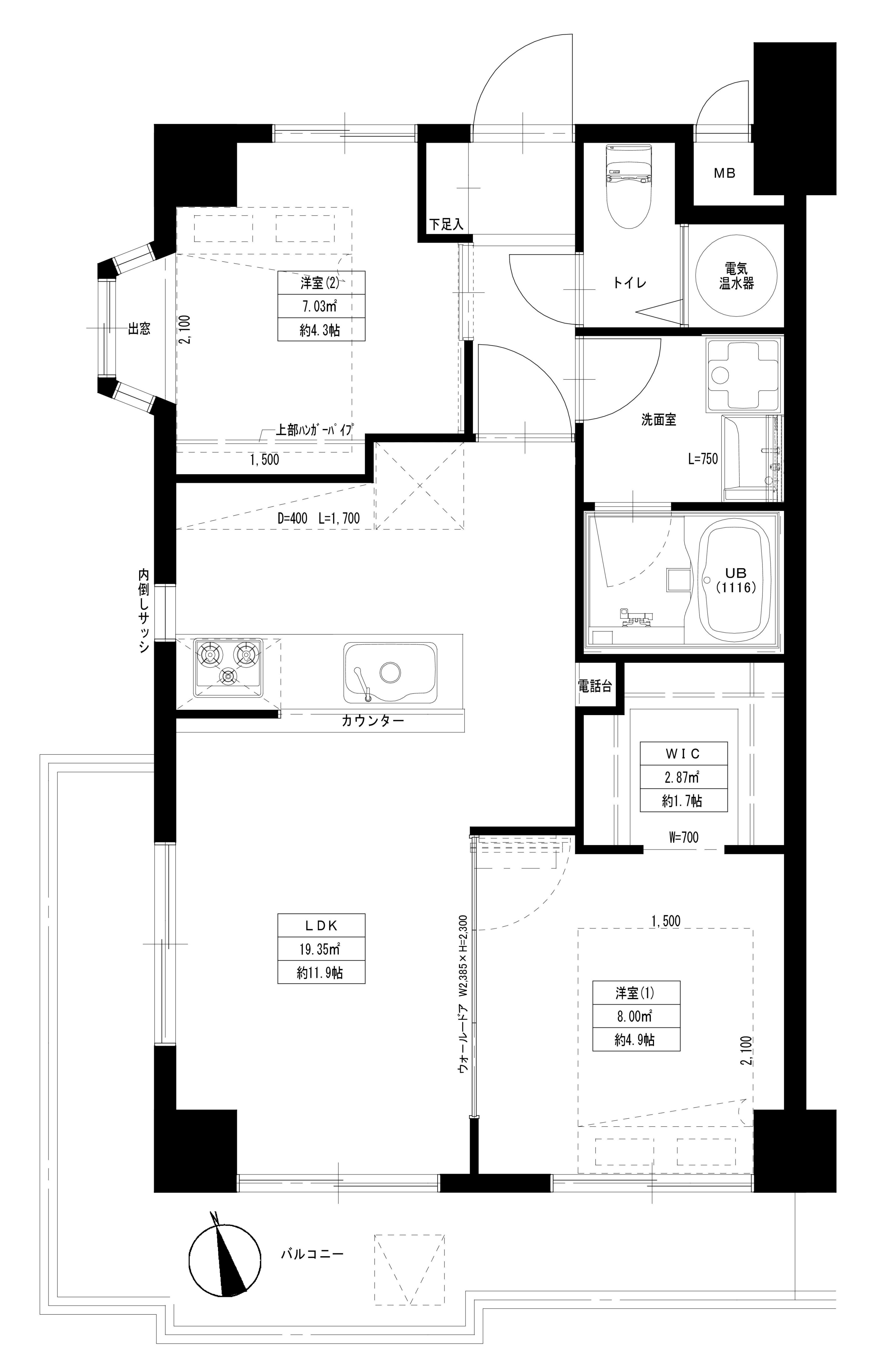 川崎市多摩区枡形のマンションの間取り