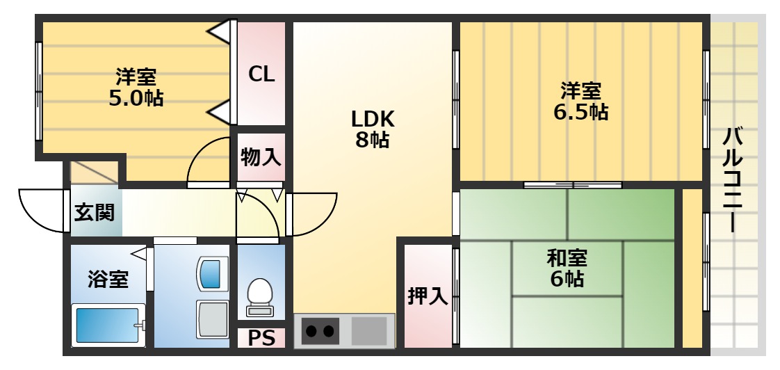 富田林市甲田のマンションの間取り