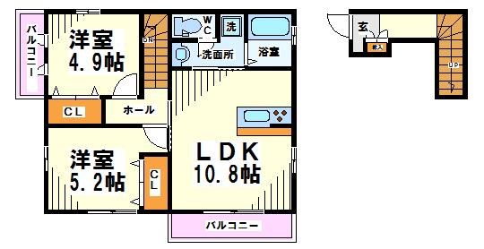 府中市美好町のアパートの間取り