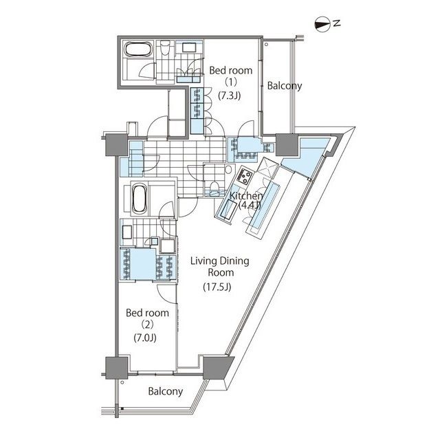 新宿区新宿のマンションの間取り