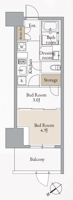 新宿区西早稲田のマンションの間取り