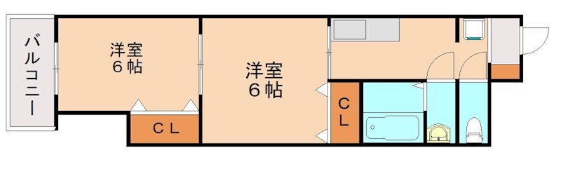 北九州市戸畑区中原西のマンションの間取り