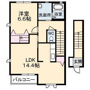 松山市西長戸町のアパートの間取り