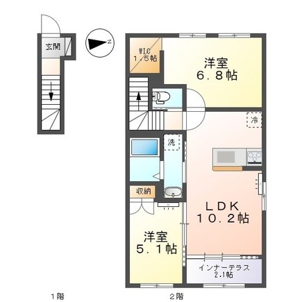 名古屋市名東区大針のアパートの間取り