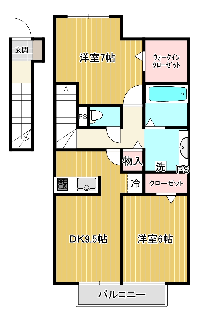 D-room延時　A棟の間取り