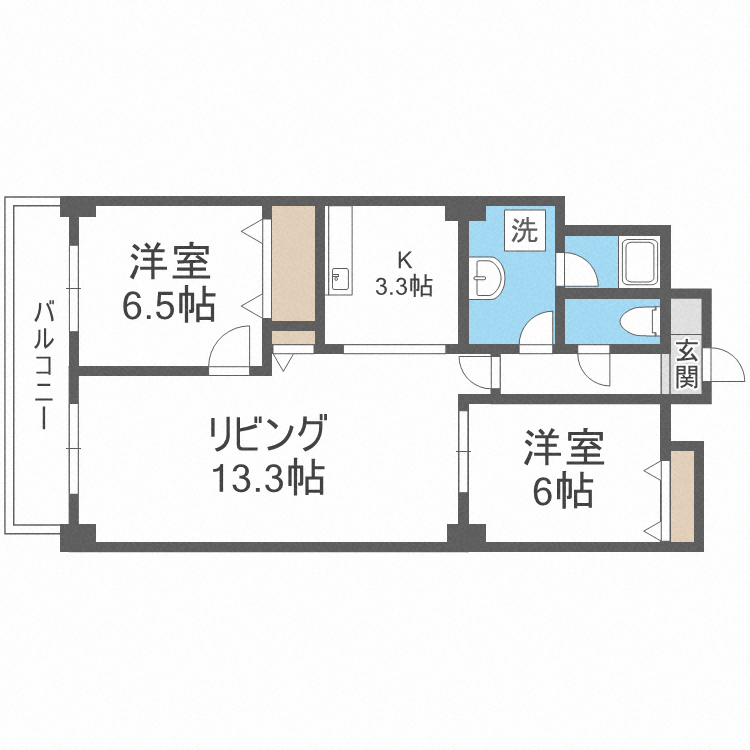 札幌市中央区南九条西のマンションの間取り