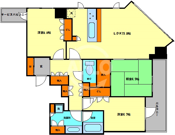 パークタワー北浜_間取り_0